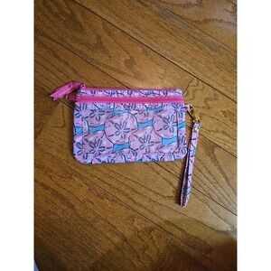Simply Southern Sand Dollar Wristlet Pouch Clutch Pink Blue Purple Zipper Pouch‎
